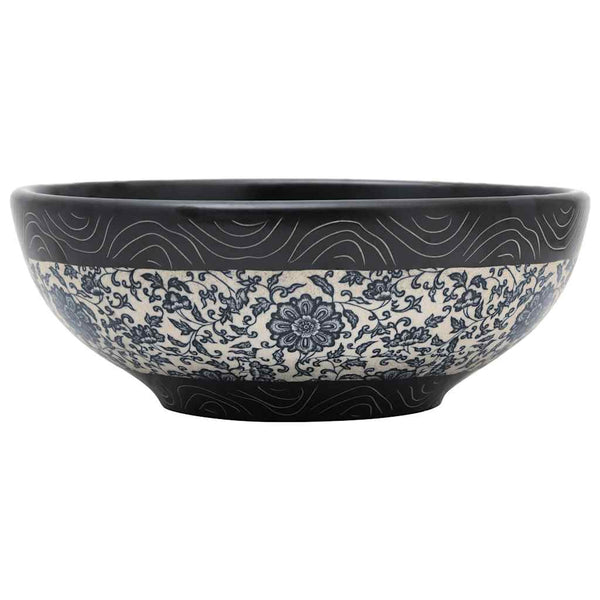 vidaXL Countertop Basin Black and Blue Round Ø41x14 cm Ceramic