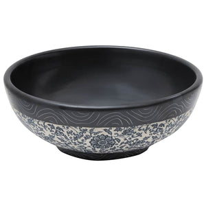 vidaXL Countertop Basin Black and Blue Round Ø41x14 cm Ceramic