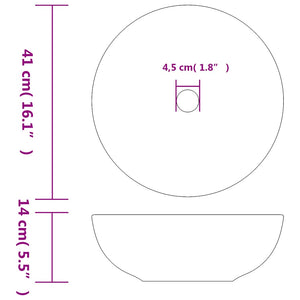 vidaXL Countertop Basin Black and Blue Round Ø41x14 cm Ceramic