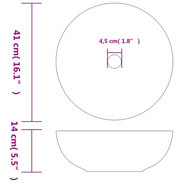 vidaXL Countertop Basin Black and Blue Round Ø41x14 cm Ceramic