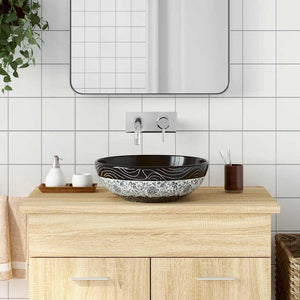vidaXL Countertop Basin Black and Blue Round Ø41x14 cm Ceramic