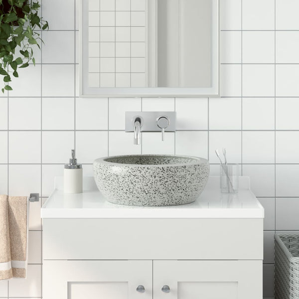 vidaXL Countertop Basin Grey Round Ø41x14 cm Ceramic