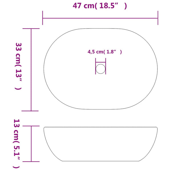 vidaXL Countertop Basin Grey and Blue Oval 47x33x13 cm Ceramic