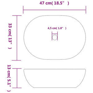 vidaXL Countertop Basin Black and Orange Oval 47x33x13 cm Ceramic