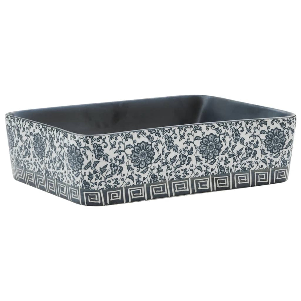 vidaXL Countertop Basin Black Blue Rectangular 46x35.5x13cm Ceramic