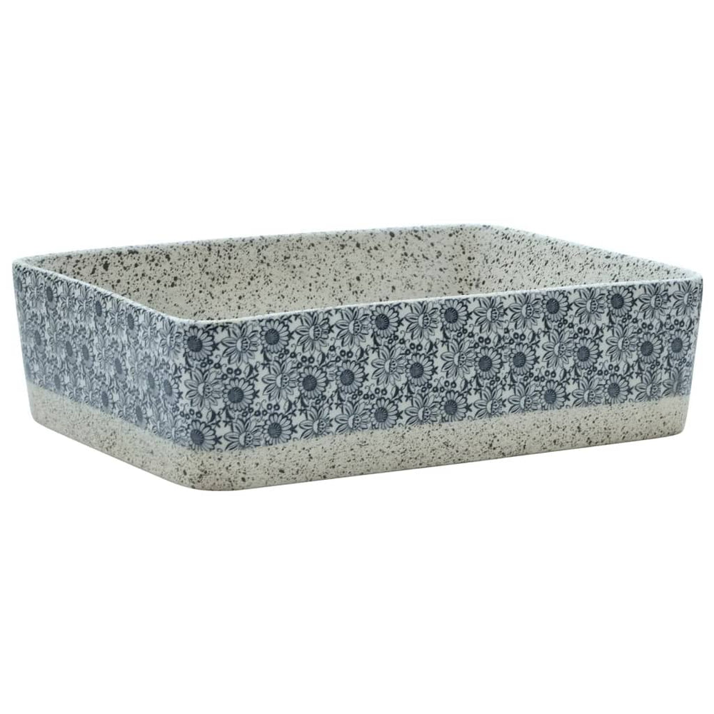 vidaXL Countertop Basin Grey Blue Rectangular 46x35.5x13cm Ceramic