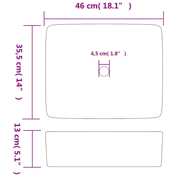 vidaXL Countertop Basin Grey Blue Rectangular 46x35.5x13cm Ceramic