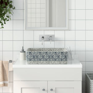 vidaXL Countertop Basin Grey Blue Rectangular 46x35.5x13cm Ceramic
