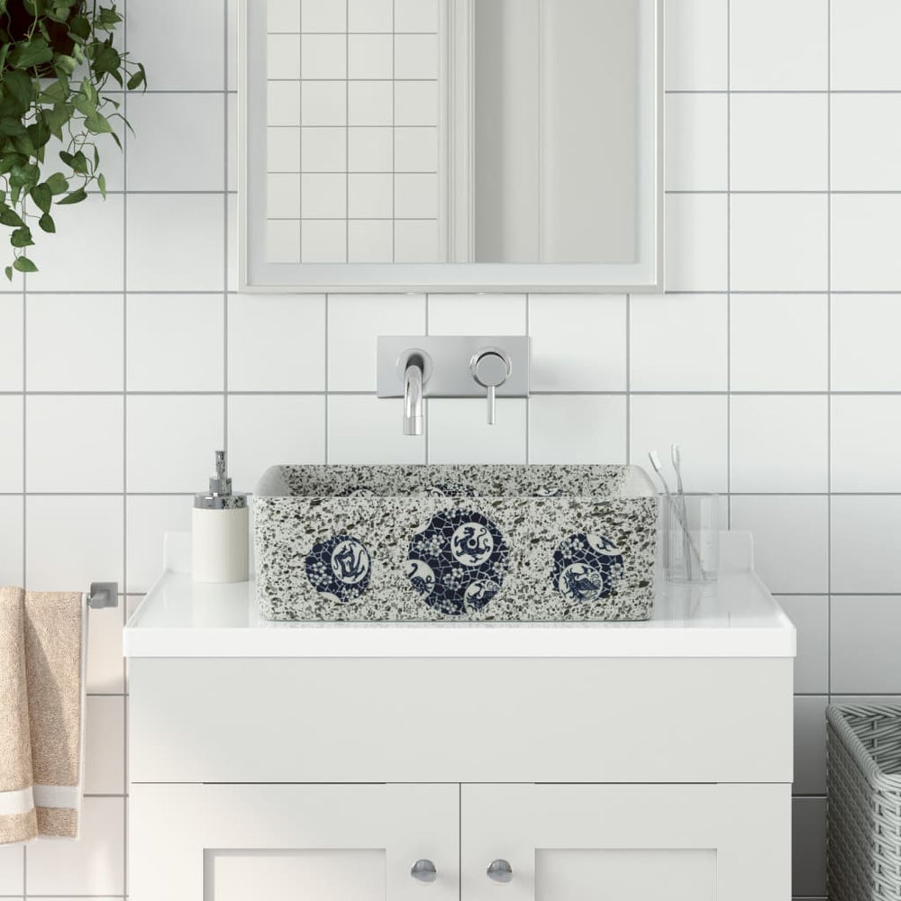 vidaXL Countertop Basin Multicolour Rectangular 46x35.5x13cm Ceramic