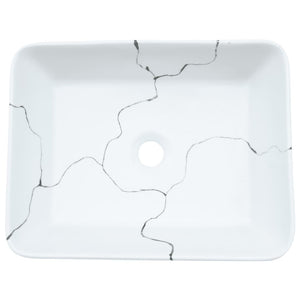 vidaXL Countertop Basin White Rectangular 46x35.5x13cm Ceramic
