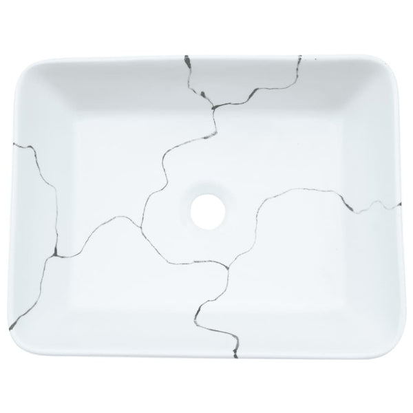 vidaXL Countertop Basin White Rectangular 46x35.5x13cm Ceramic