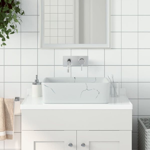 vidaXL Countertop Basin White Rectangular 46x35.5x13cm Ceramic
