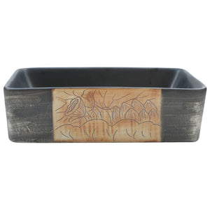 vidaXL Countertop Basin Black Brown Rectangular 46x35.5x13cm Ceramic