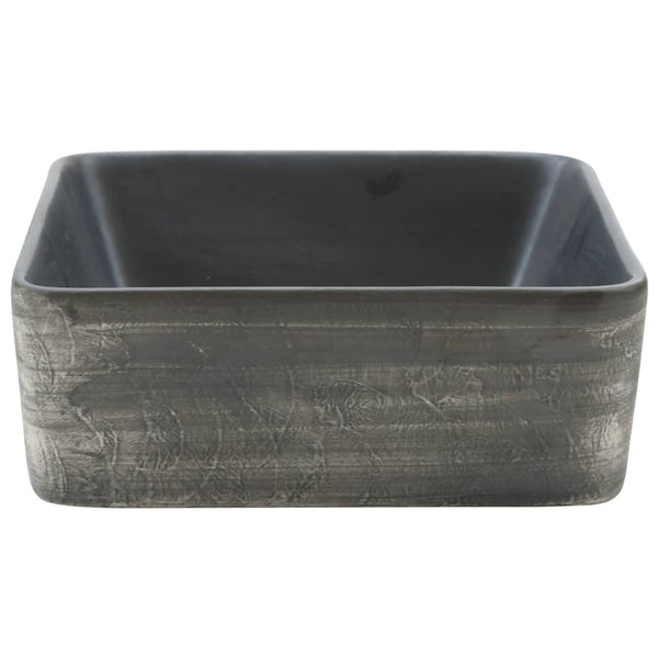 vidaXL Countertop Basin Black Brown Rectangular 46x35.5x13cm Ceramic