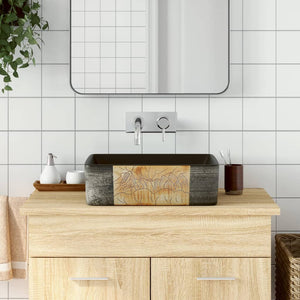 vidaXL Countertop Basin Black Brown Rectangular 46x35.5x13cm Ceramic
