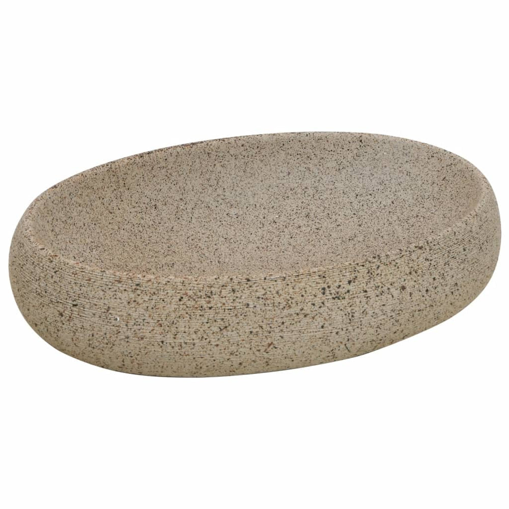vidaXL Countertop Basin Sand-Colored Oval 59x40x15 cm Ceramic