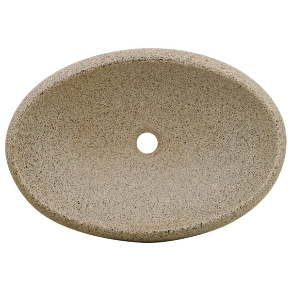 vidaXL Countertop Basin Sand-Colored Oval 59x40x15 cm Ceramic