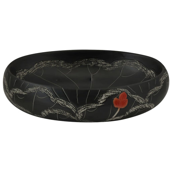 vidaXL Countertop Basin Black Oval 59x40x15 cm Ceramic