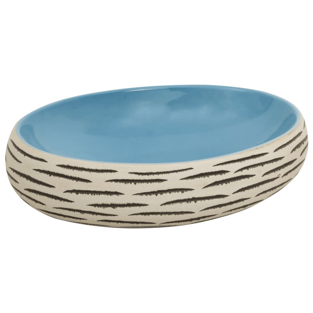 vidaXL Countertop Basin Multicolour Oval 59x40x15 cm Ceramic