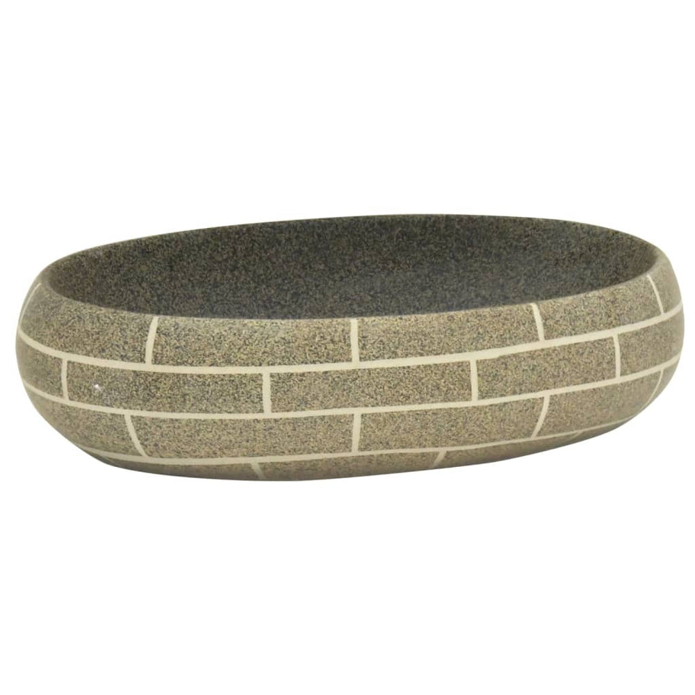 vidaXL Countertop Basin Multicolour Oval 59x40x15 cm Ceramic