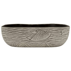 vidaXL Countertop Basin Grey Black Rectangular 48x37.5x13.5cm Ceramic
