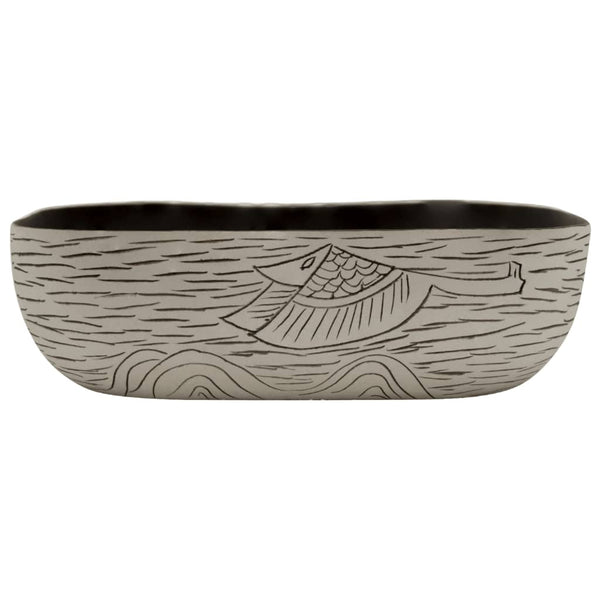vidaXL Countertop Basin Grey Black Rectangular 48x37.5x13.5cm Ceramic