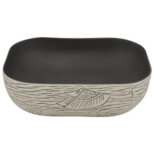 vidaXL Countertop Basin Grey Black Rectangular 48x37.5x13.5cm Ceramic
