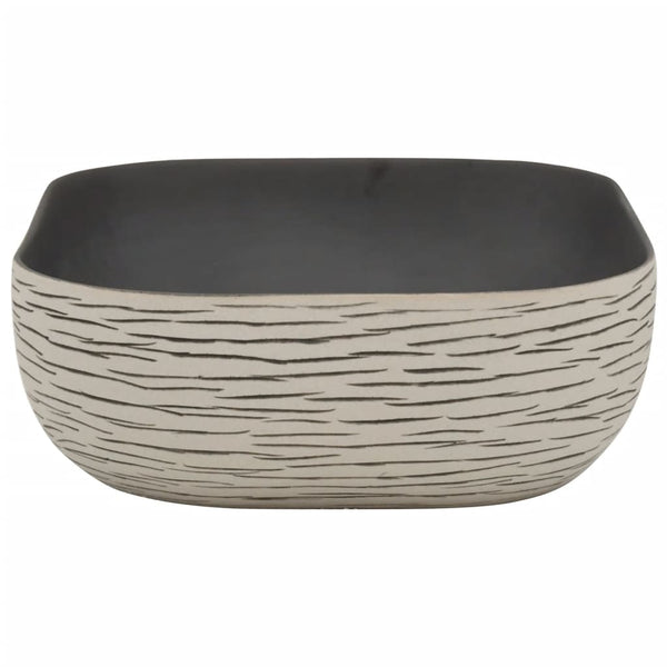 vidaXL Countertop Basin Grey Black Rectangular 48x37.5x13.5cm Ceramic
