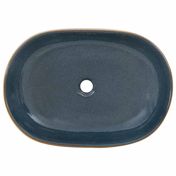 vidaXL Countertop Basin Sand Blue Oval 59x40x14 cm Ceramic