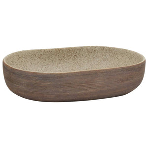 vidaXL Countertop Basin Sand Brown Oval 59x40x14 cm Ceramic