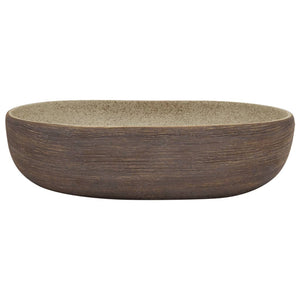 vidaXL Countertop Basin Sand Brown Oval 59x40x14 cm Ceramic