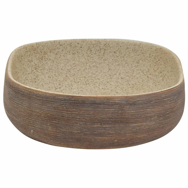 vidaXL Countertop Basin Sand Brown Oval 59x40x14 cm Ceramic
