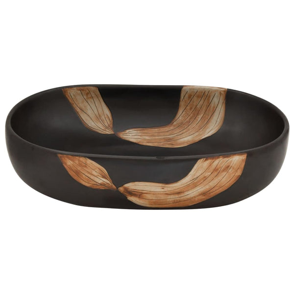 vidaXL Countertop Basin Black Oval 59x40x14 cm Ceramic