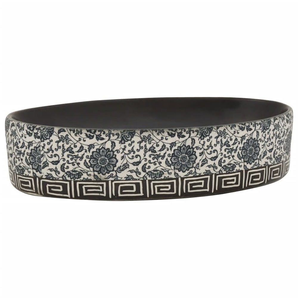 vidaXL Countertop Basin Black Blue Oval 56.5x36.5x13.5 cm Ceramic