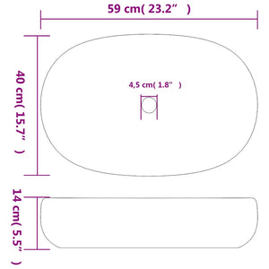 vidaXL Countertop Basin Black and Blue Oval 59x40x14 cm Ceramic