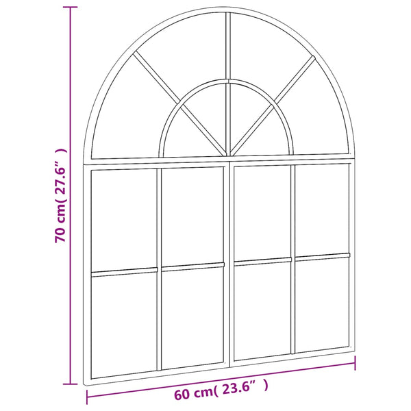 vidaXL Wall Mirror Black 60x70 cm Arched Iron