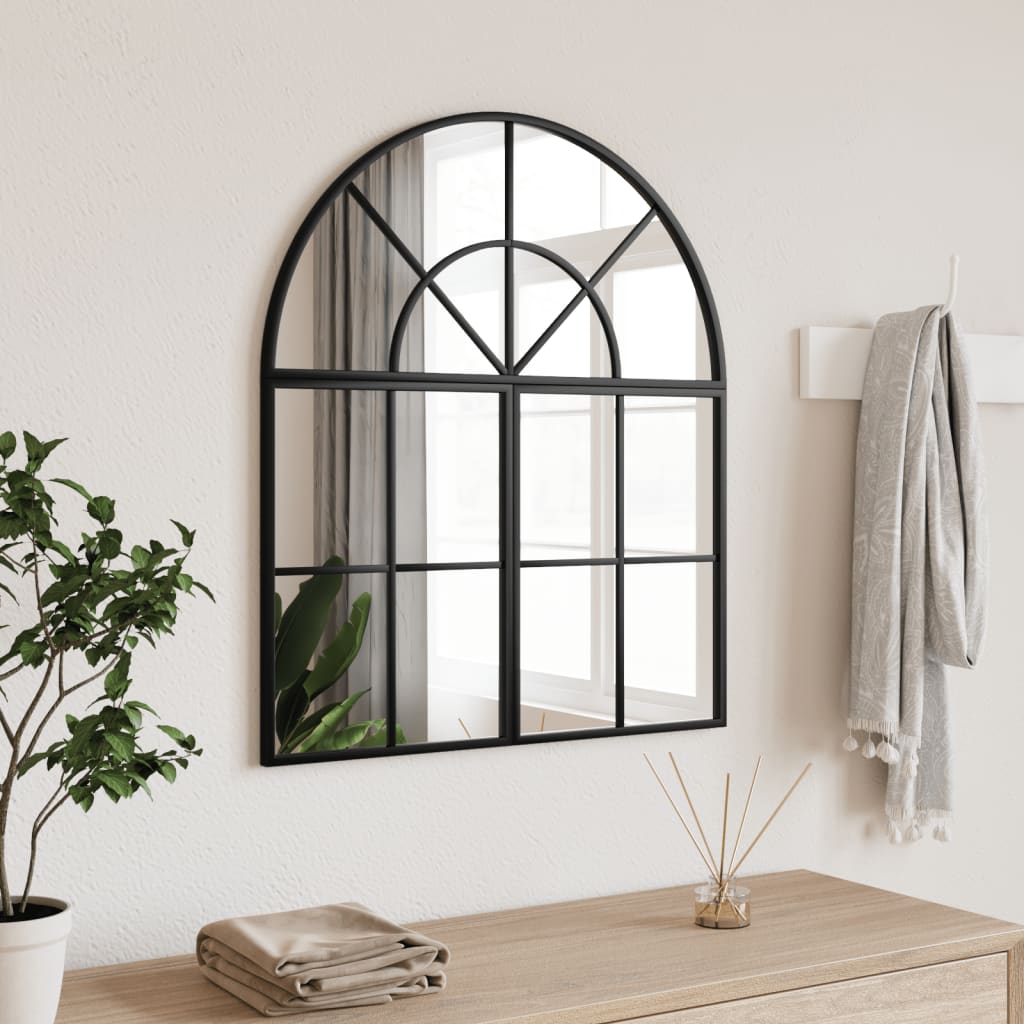 vidaXL Wall Mirror Black 60x70 cm Arched Iron