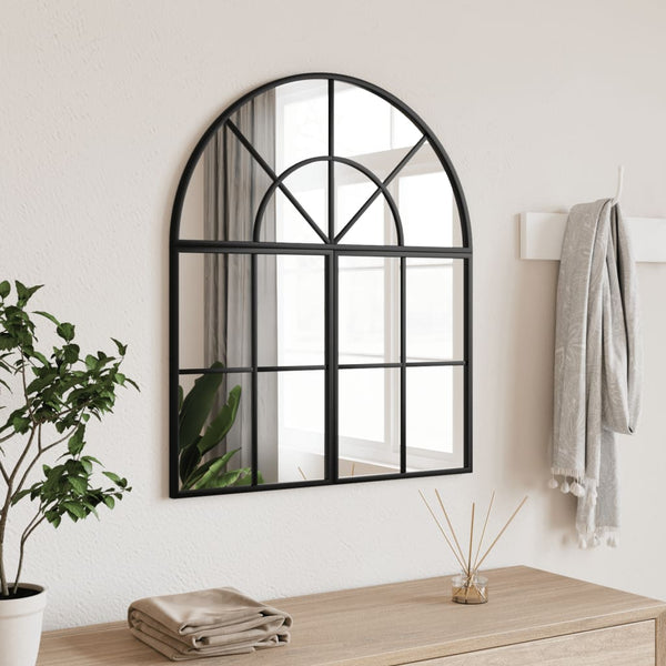 vidaXL Wall Mirror Black 60x70 cm Arched Iron