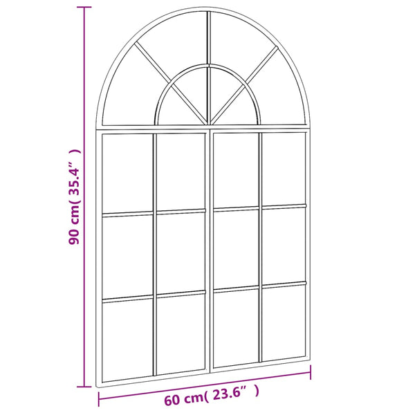 vidaXL Wall Mirror Black 60x90 cm Arched Iron