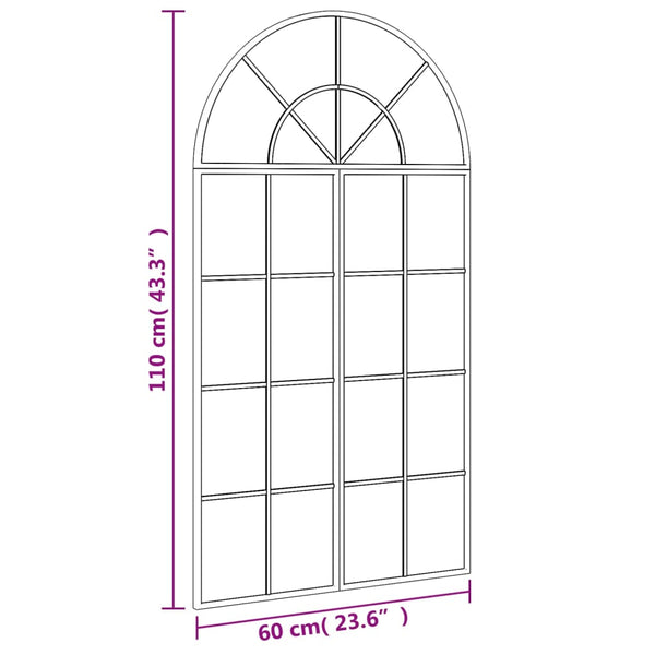 vidaXL Wall Mirror Black 60x110 cm Arched Iron