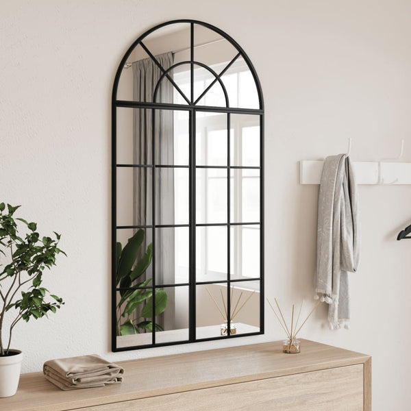 vidaXL Wall Mirror Black 60x110 cm Arched Iron