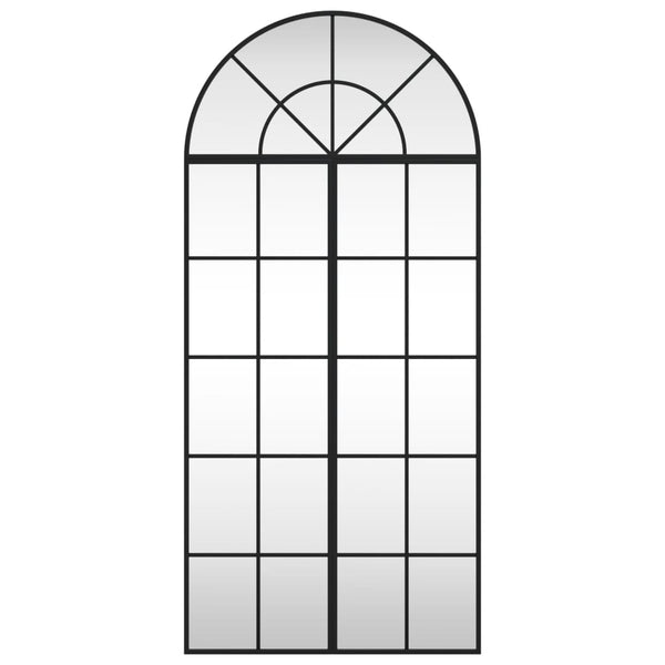 vidaXL Wall Mirror Black 60x130 cm Arched Iron
