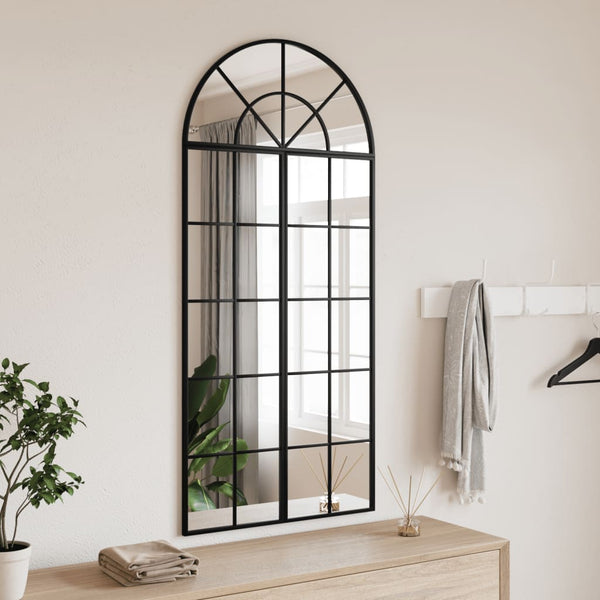 vidaXL Wall Mirror Black 60x130 cm Arched Iron