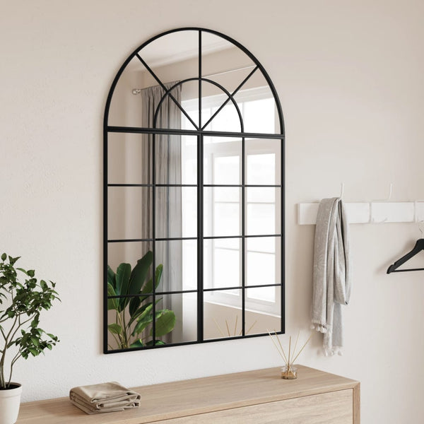 vidaXL Wall Mirror Black 80x120 cm Arched Iron