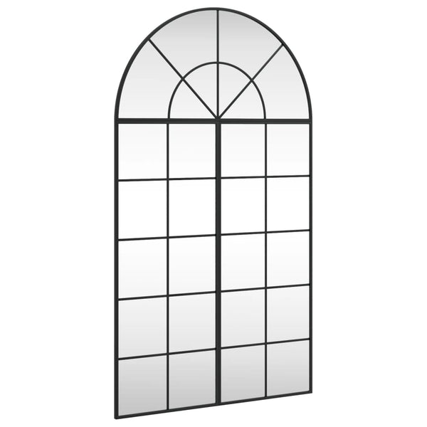 vidaXL Wall Mirror Black 80x140 cm Arched Iron