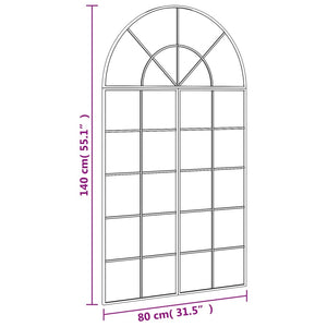 vidaXL Wall Mirror Black 80x140 cm Arched Iron