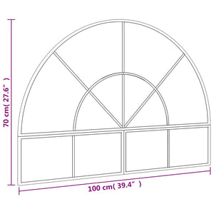 vidaXL Wall Mirror Black 100x70 cm Arched Iron