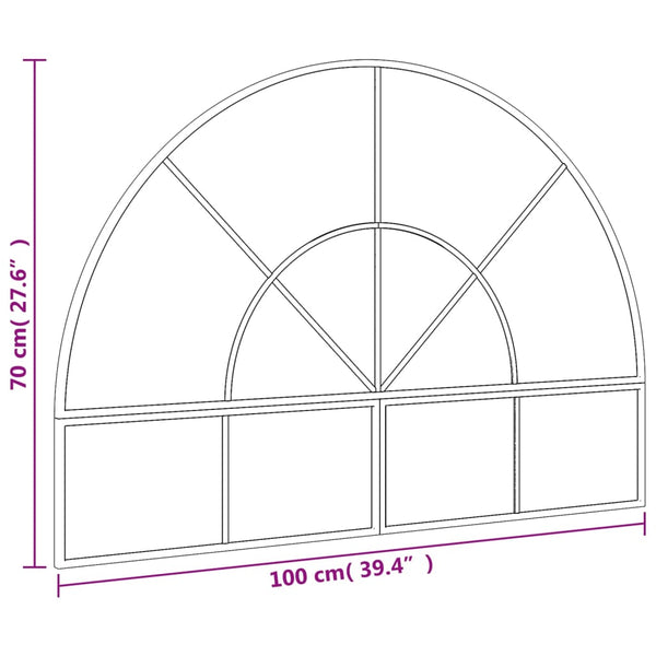 vidaXL Wall Mirror Black 100x70 cm Arched Iron