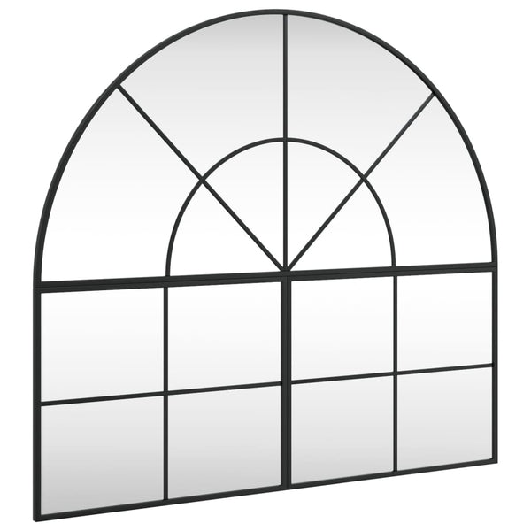 vidaXL Wall Mirror Black 100x90 cm Arched Iron