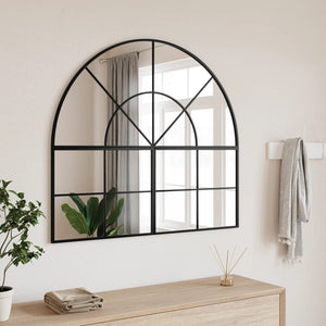 vidaXL Wall Mirror Black 100x90 cm Arched Iron